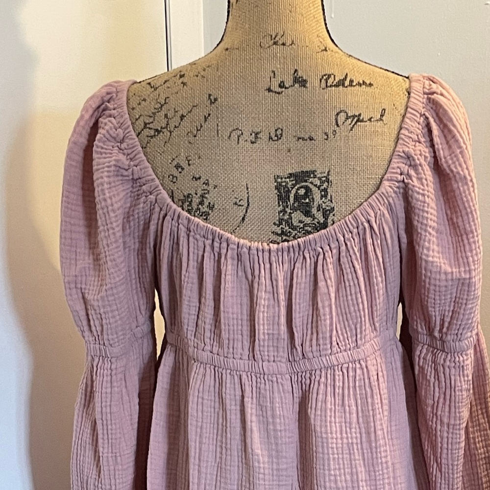 wild fable Dusty Pink Gauze Top with Peasant Detail - Picture 5 of 6